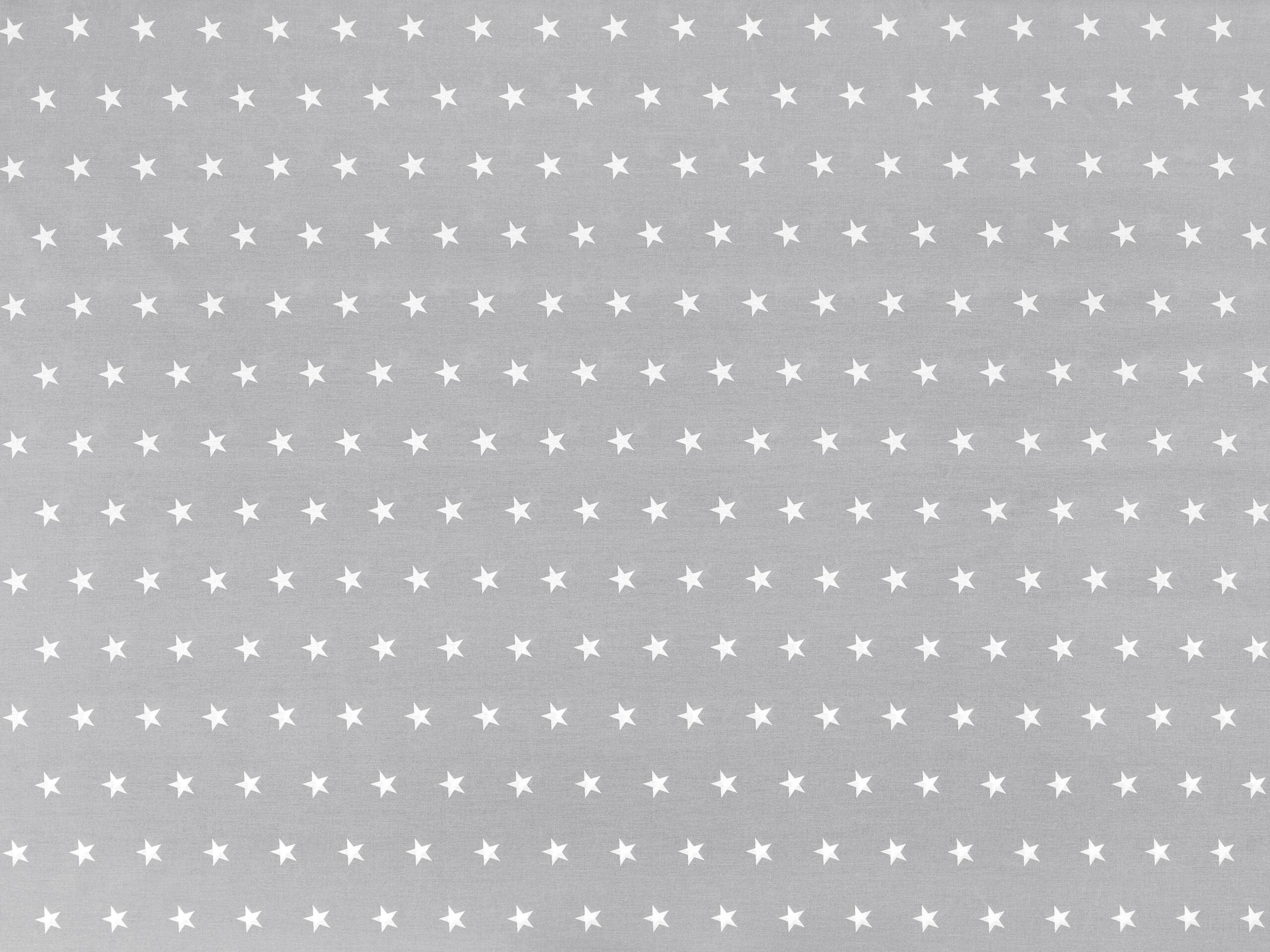 Bavlněná látka bílé hvězdy na šedé metráž značky Škodák