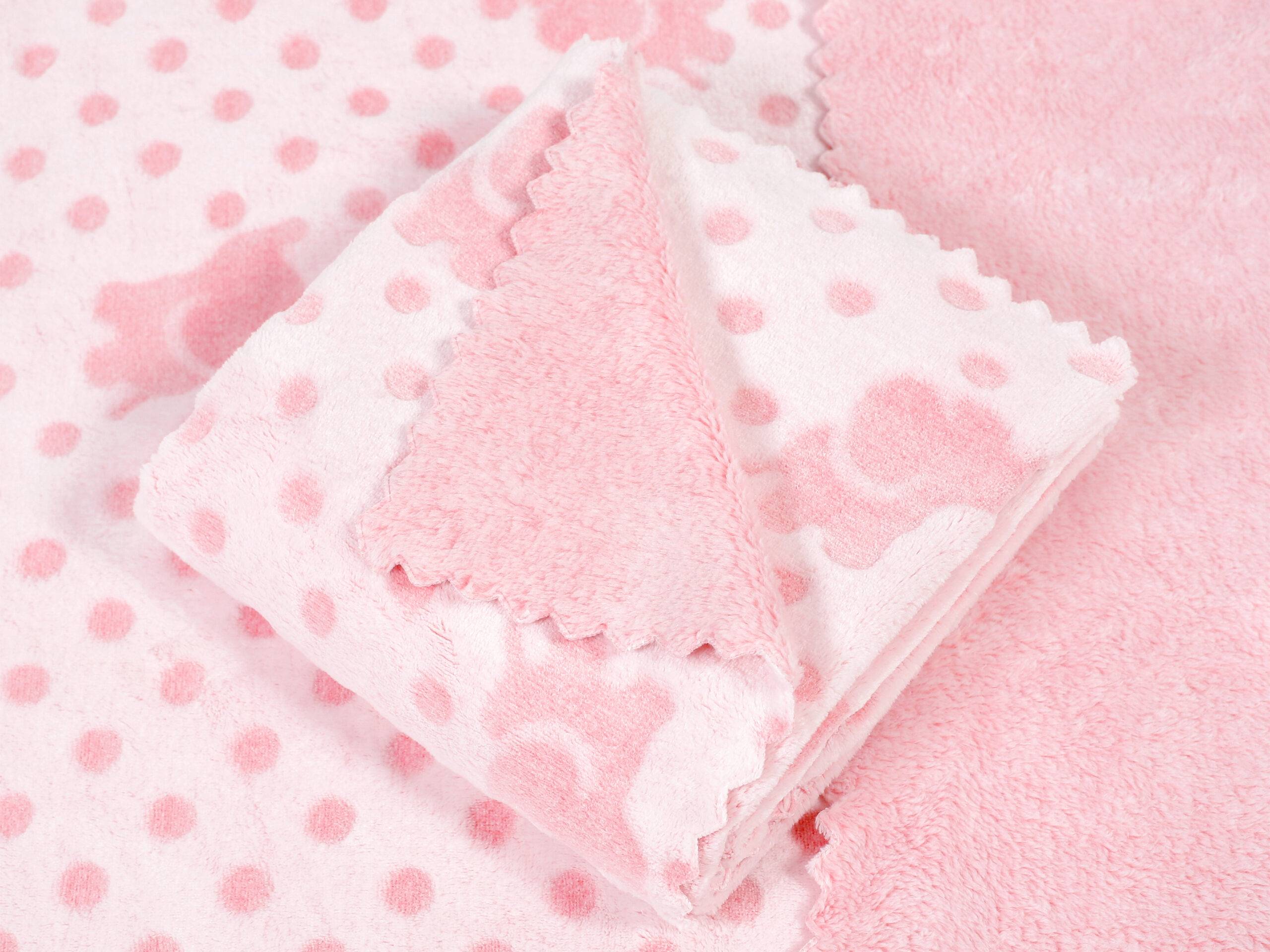 Dětská deka Mikroplyš růžoví sloníci s puntíky značky Škodák.
