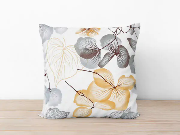 Bavlněný povlak na polštář šedo-hnědý květ na bílé značky Škodák