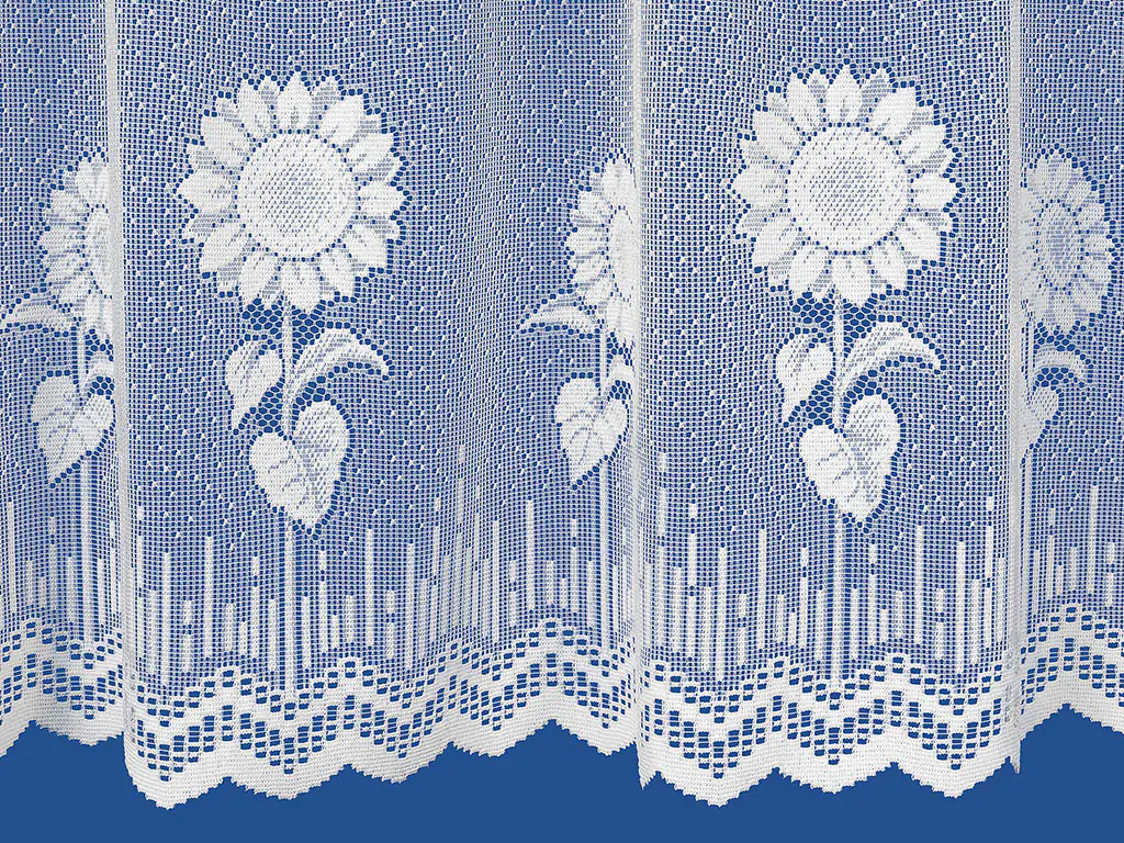 Vitrážková záclona slunečnice vzor 3826 značky Škodák.