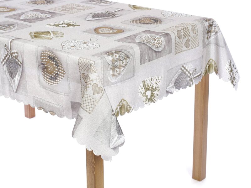 Teflonový ubrus moderní vzor srdce patchwork šedý značky Škodák