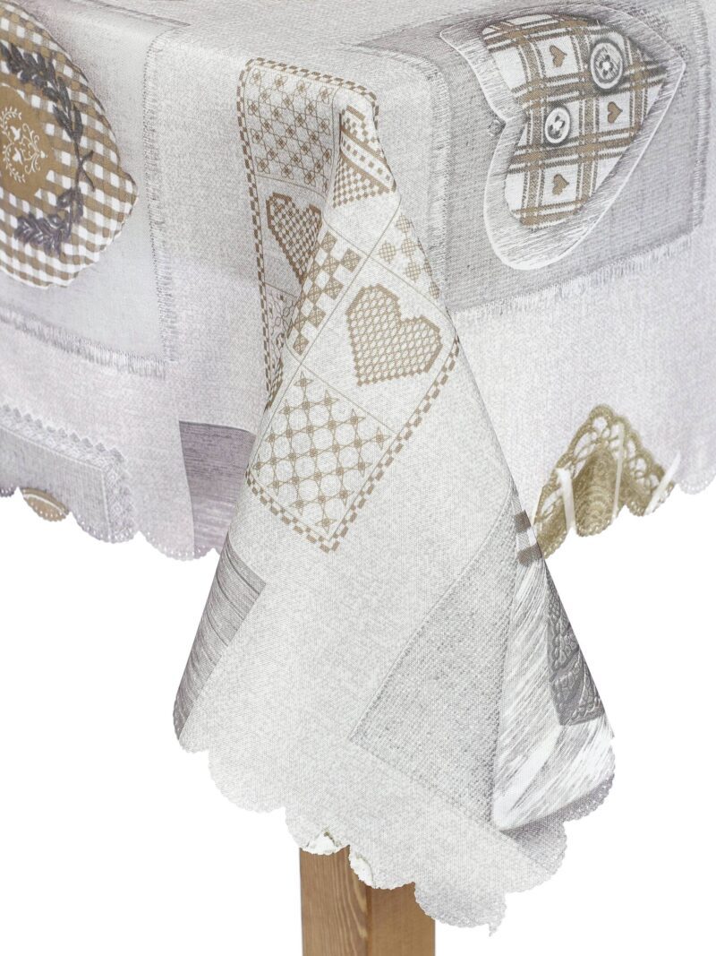 Teflonový ubrus moderní vzor srdce patchwork šedý značky Škodák