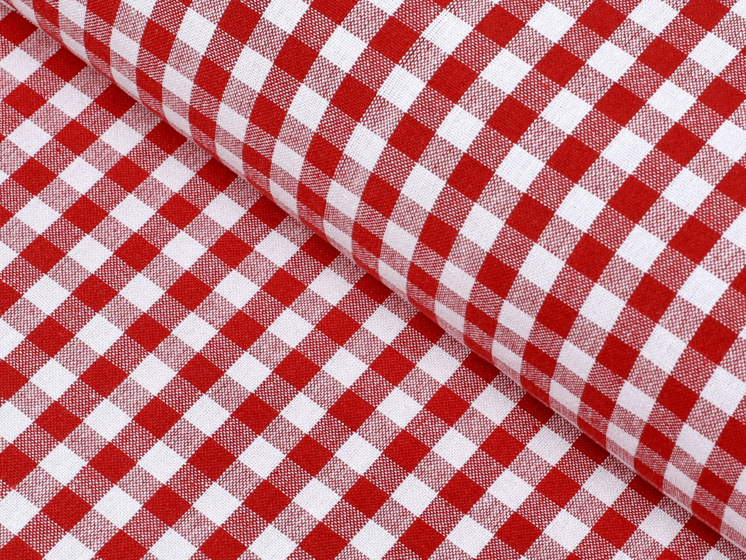 Bavlněný kanafas červeno-bílé káro malé značky Škodák