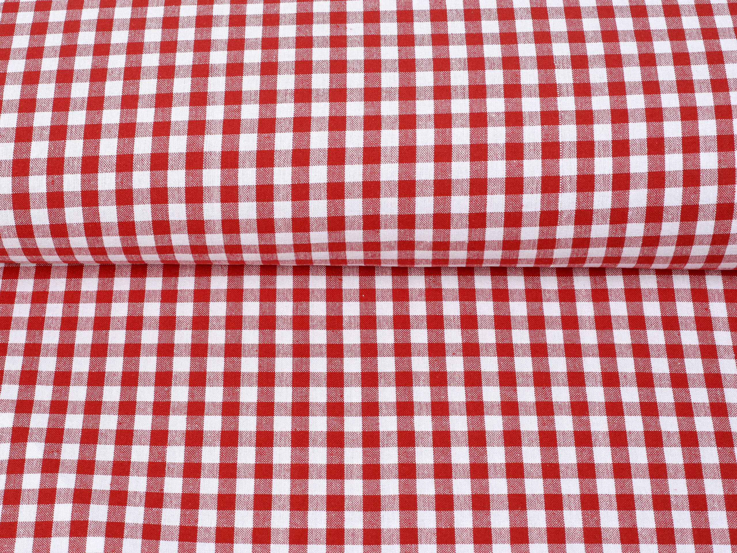 Bavlněný kanafas červeno-bílé káro malé značky Škodák