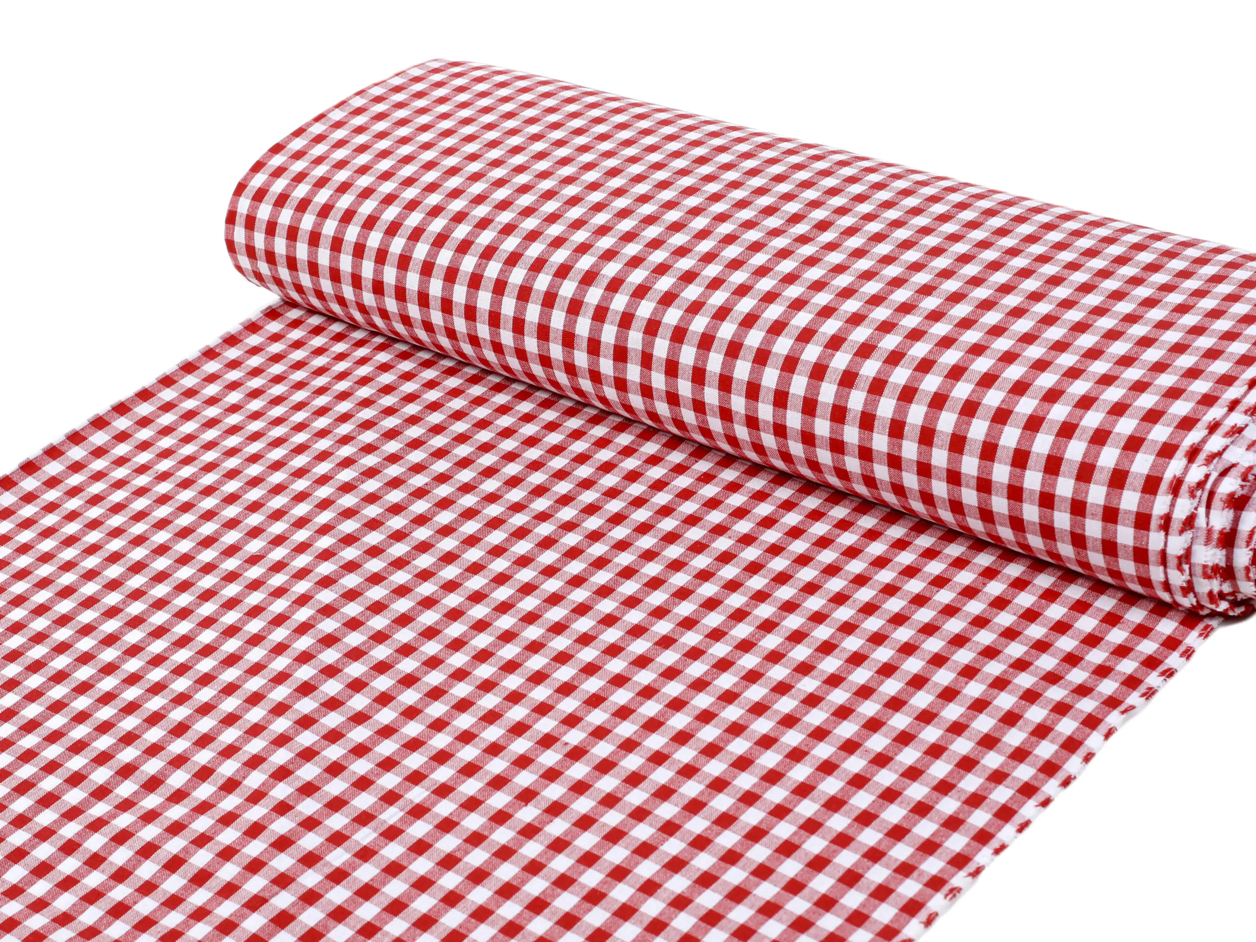 Bavlněný kanafas červeno-bílé káro malé značky Škodák