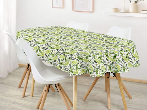 Bavlněný ubrus oválný zelené lístečky značky Škodák