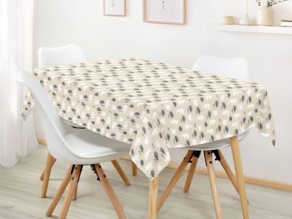 Bavlněný ubrus hranatý lední medvěd na béžové značky Škodák