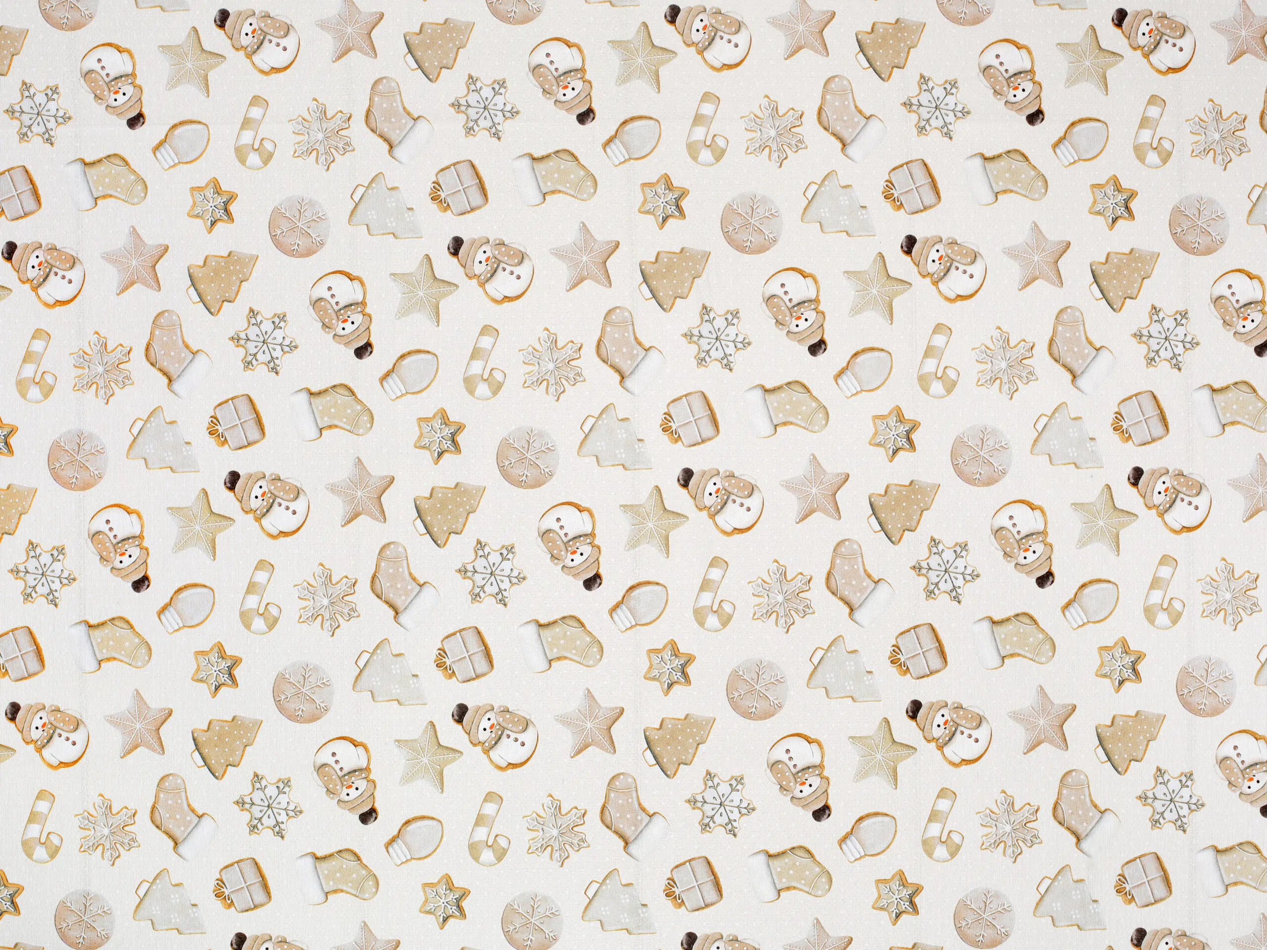 Vánoční látka LONETA sněhulák a perníčky metráž značky Škodák
