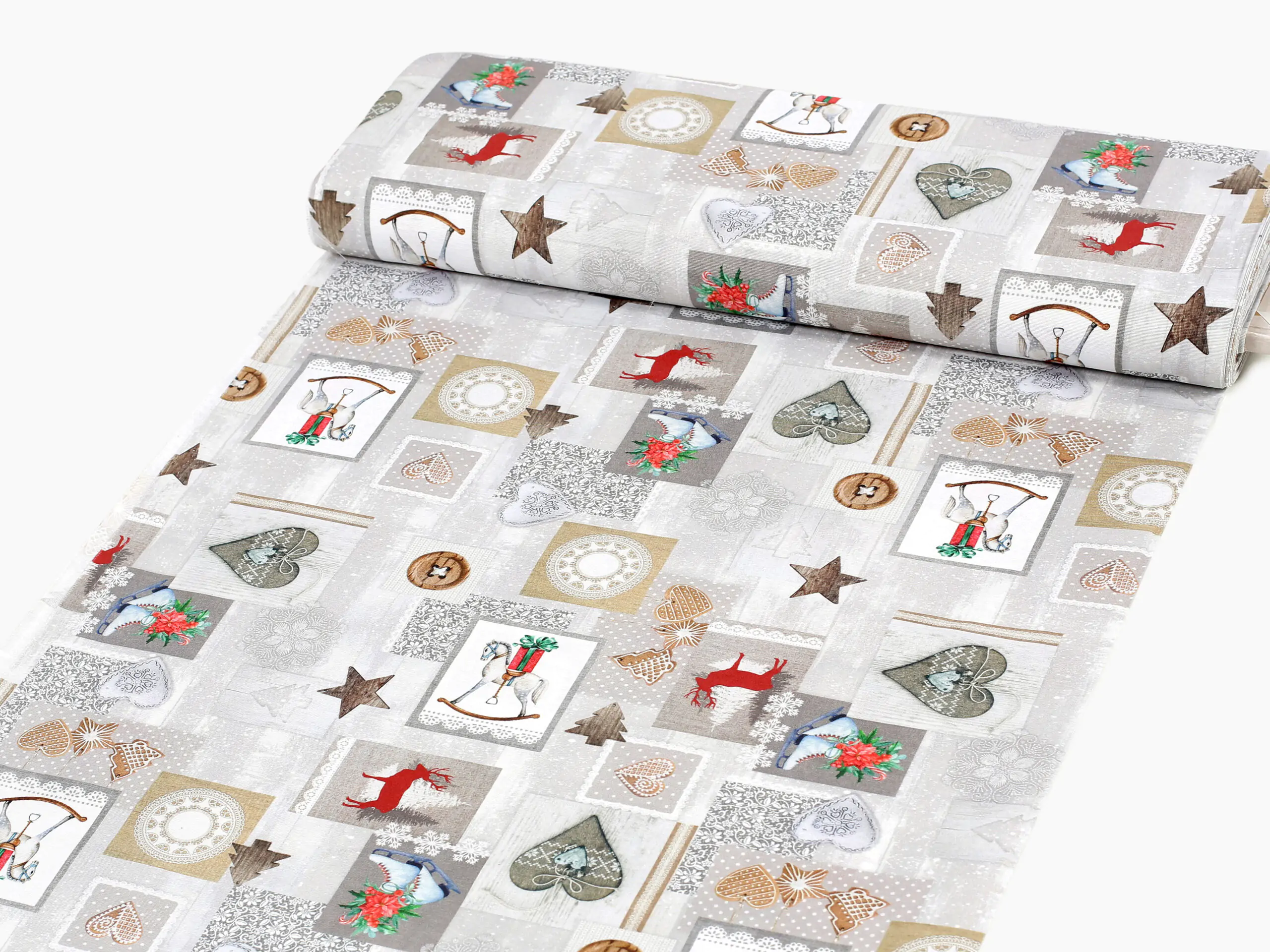 Vánoční látka LONETA houpací kůň metráž značky Škodák