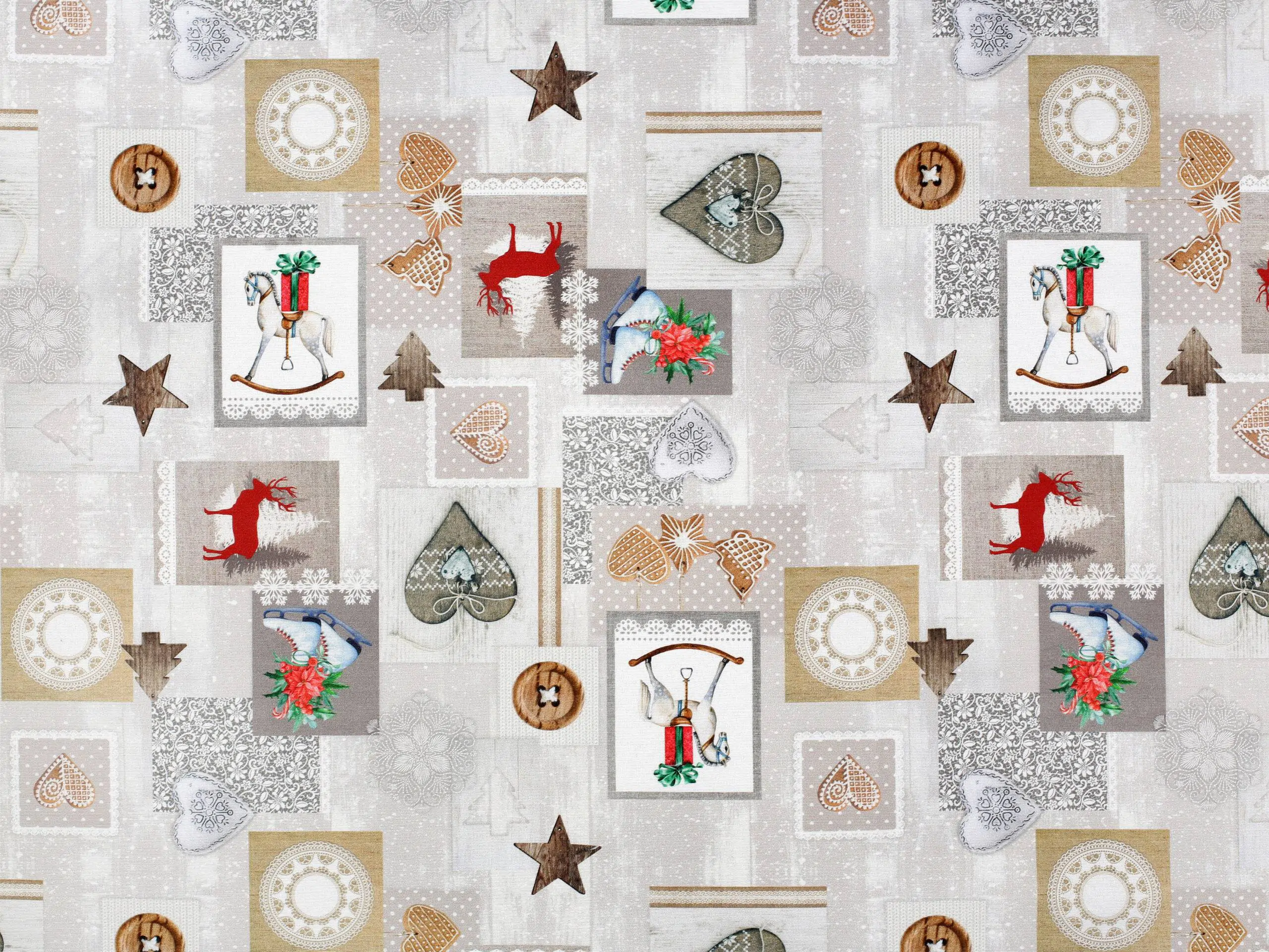 Vánoční látka LONETA houpací kůň metráž značky Škodák