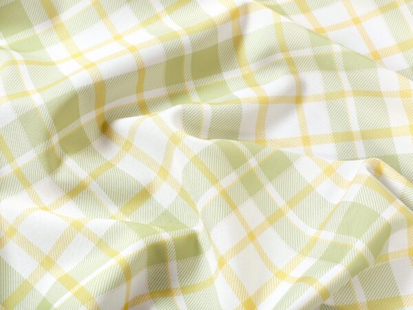 Kulatý teflonový ubrus žluté a zelené káro značky Škodák