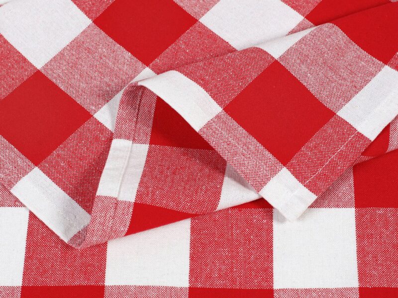 Bavlněná utěrka z kanafasu červeno-bílá kostka velká značky Škodák