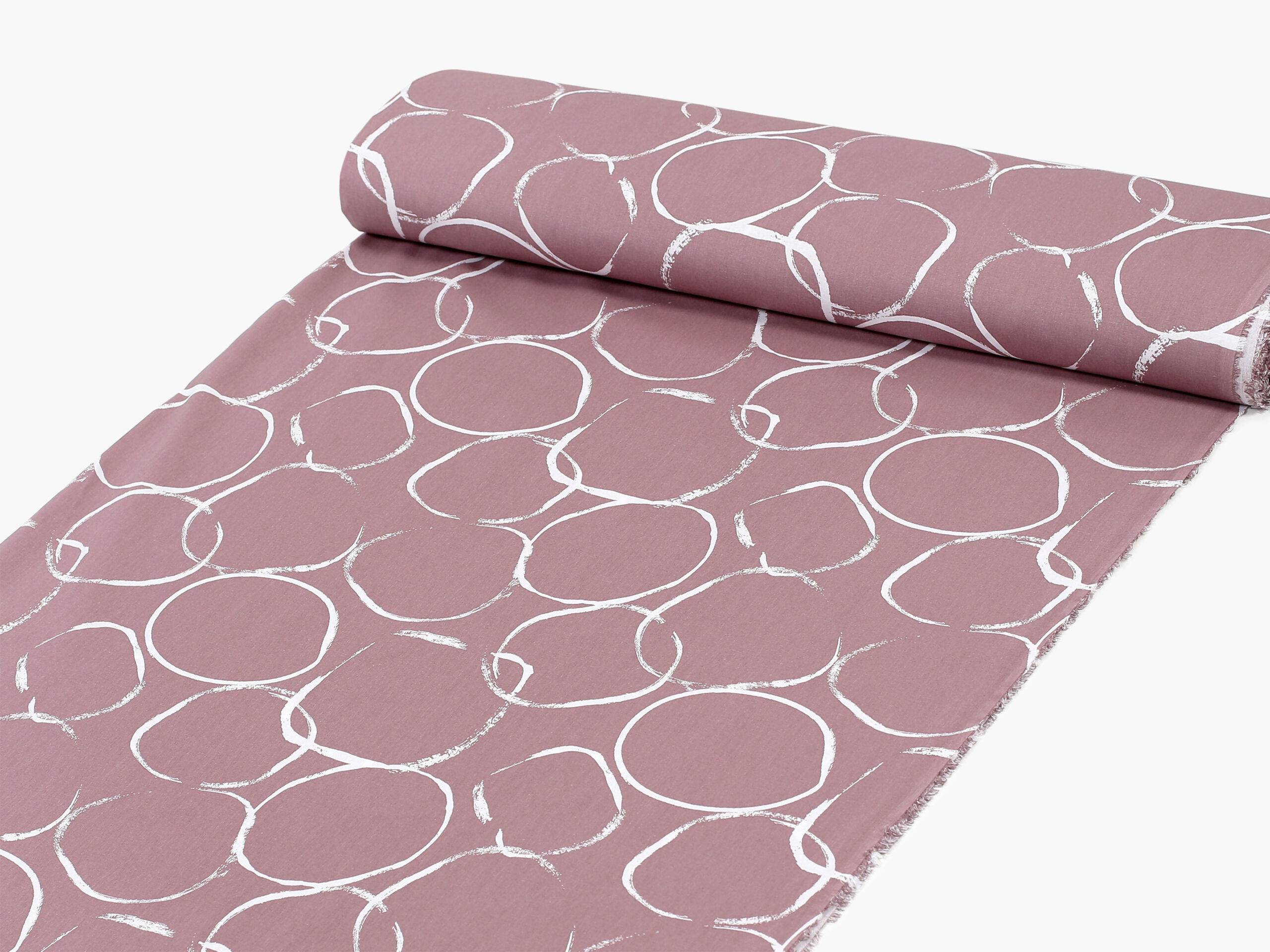 Bavlněná látka bílá kola na vínové metráž značky Škodák.