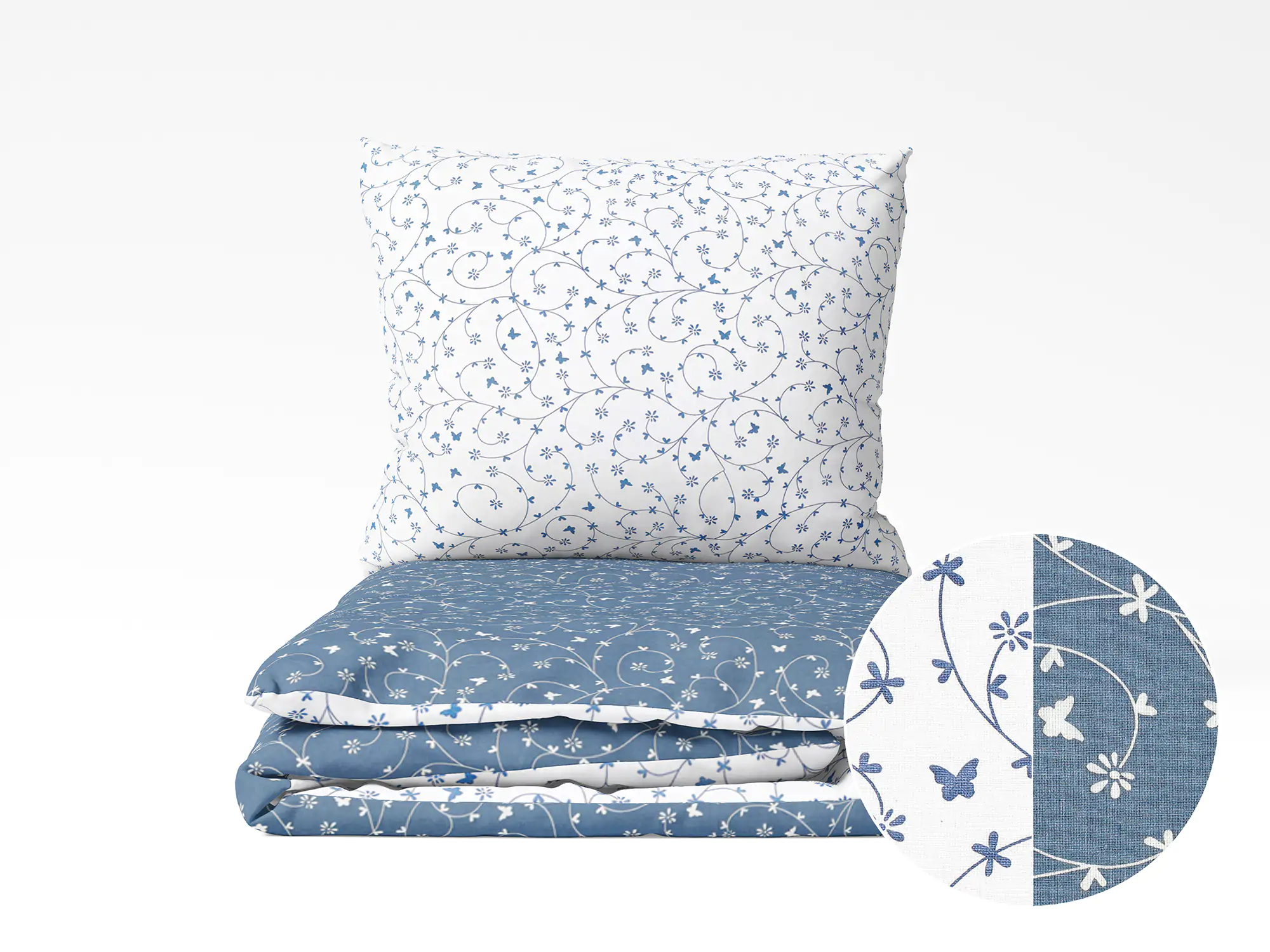 Bavlněné povlečení modří a bílí motýlci značky Škodák