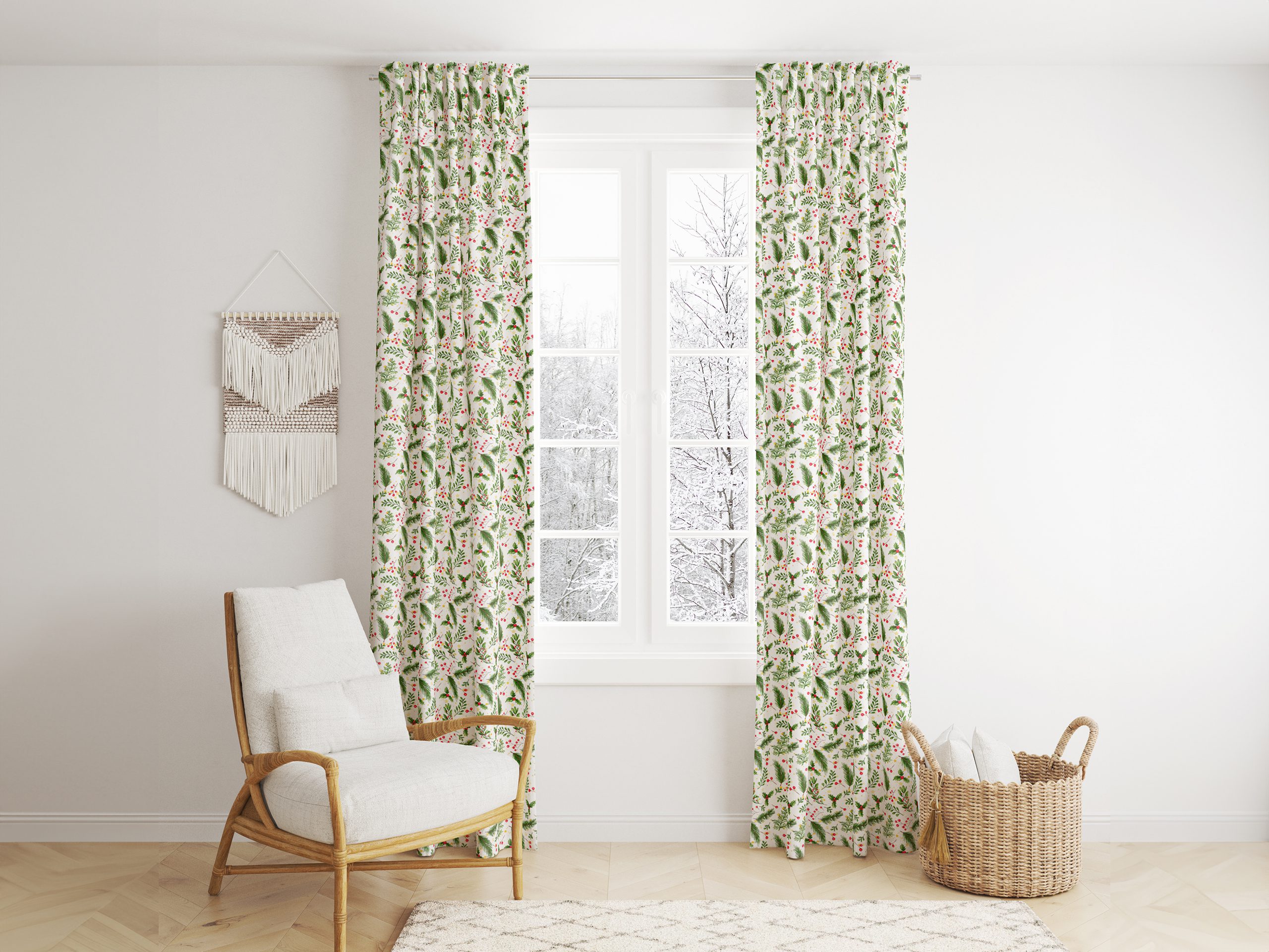 Dekorační závěs Loneta červené jmelí značky Škodák