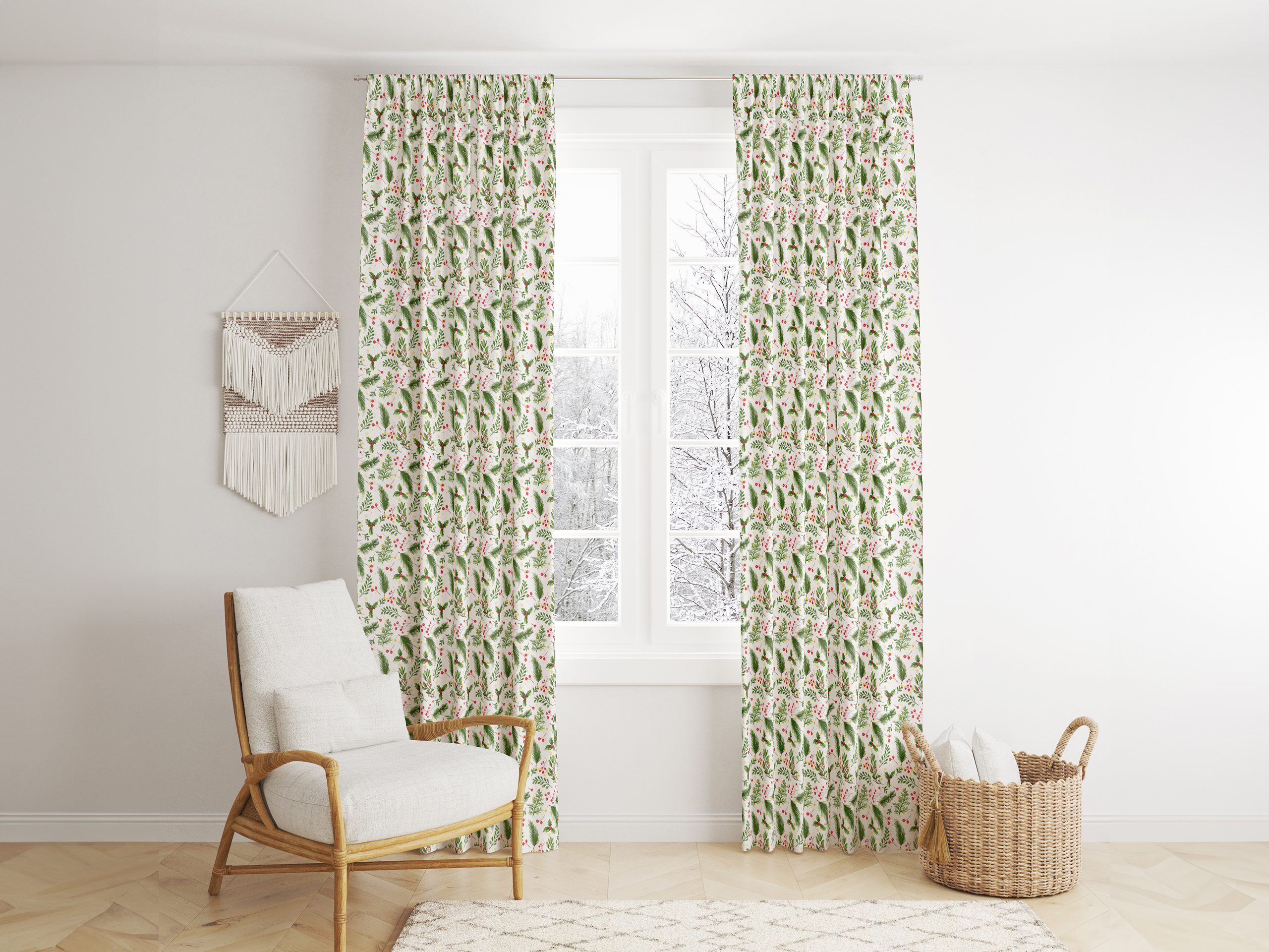 Dekorační závěs Loneta červené jmelí značky Škodák