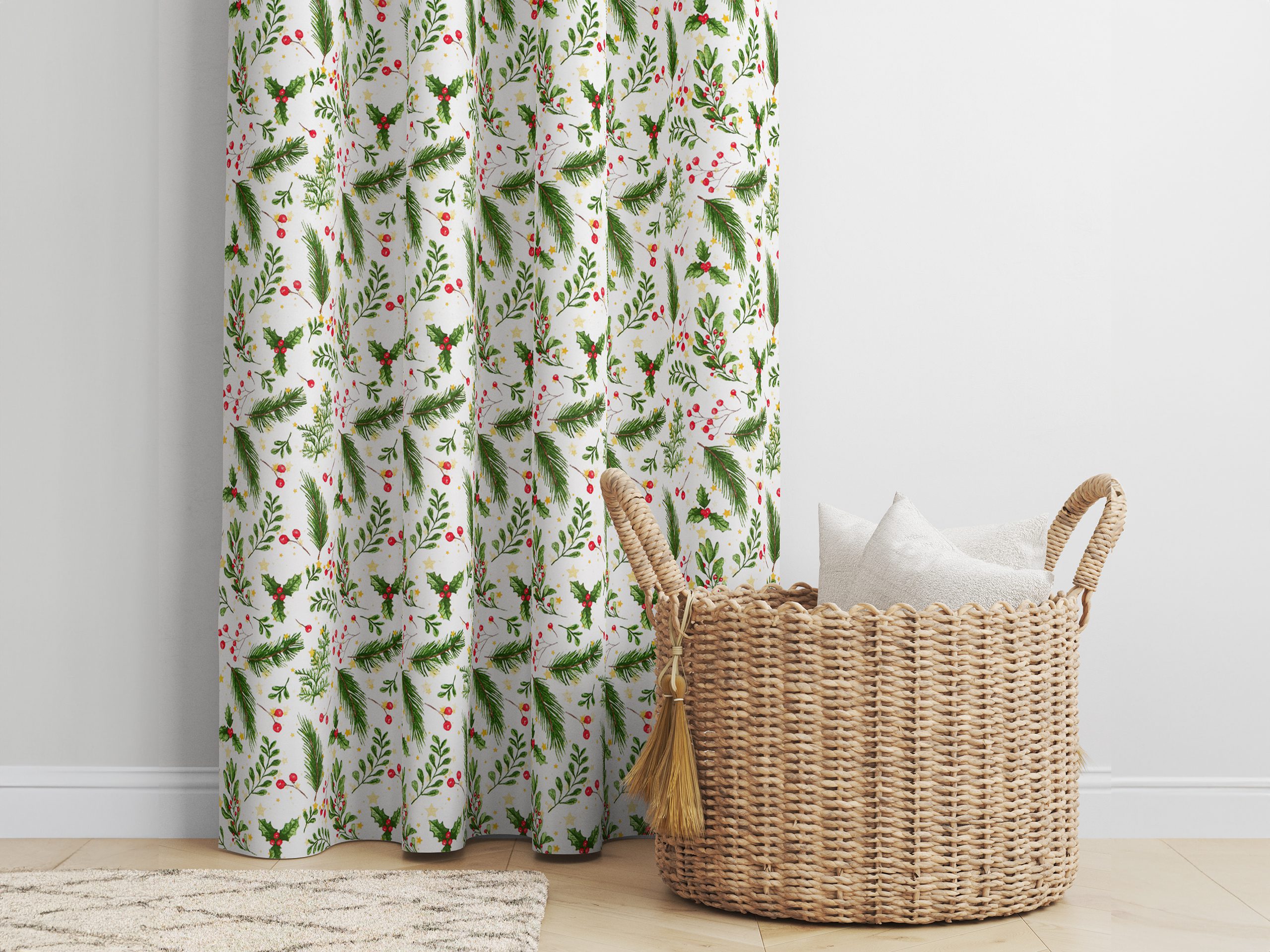 Dekorační závěs Loneta červené jmelí značky Škodák