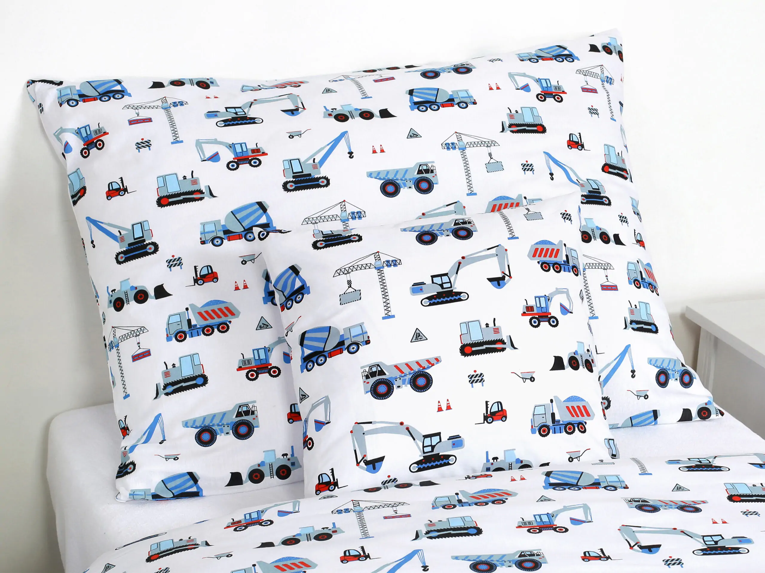 Bavlněné povlak na polštář modří bagři značky Škodák