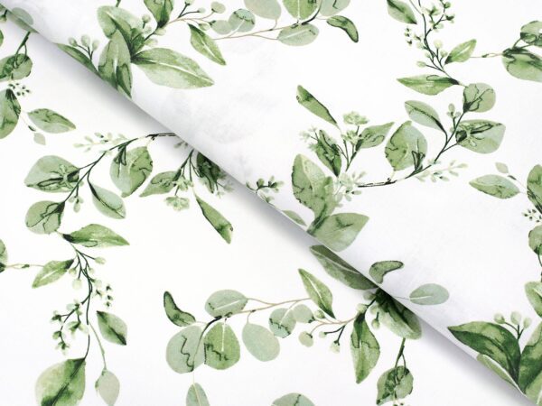 Bavlněná látka zelené listy metráž značky Škodák