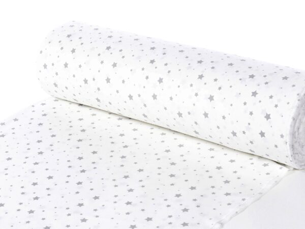 Bavlněná látka šedé hvězdičky na bílé metráž značky Škodák.