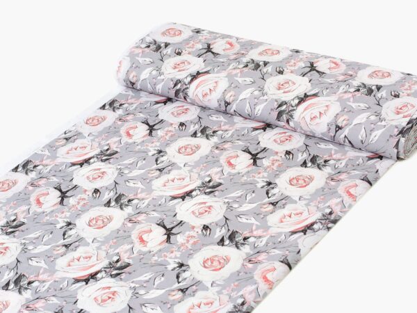 TEFLON se vzorem růže na šedé metráž Škodák