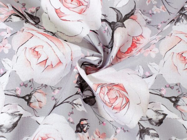 TEFLON se vzorem růže na šedé metráž Škodák