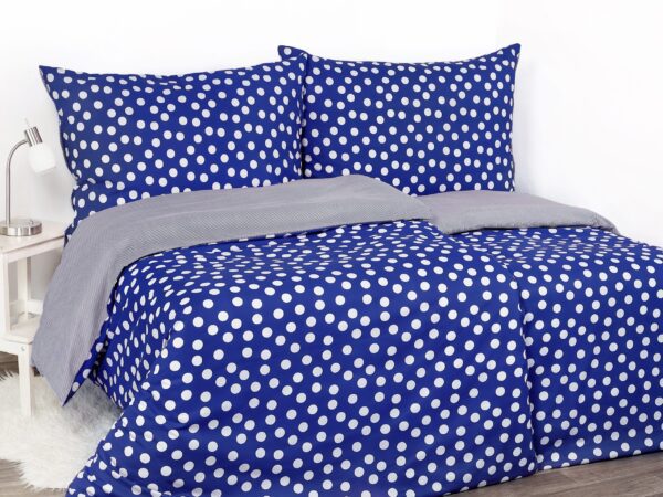 Bavlněné povlečení bílé puntíky na tmavě modré vende značky Škodák