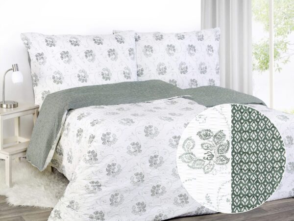 Krepové povlečení zelené ornamenty a tvary - vende značky Škodák