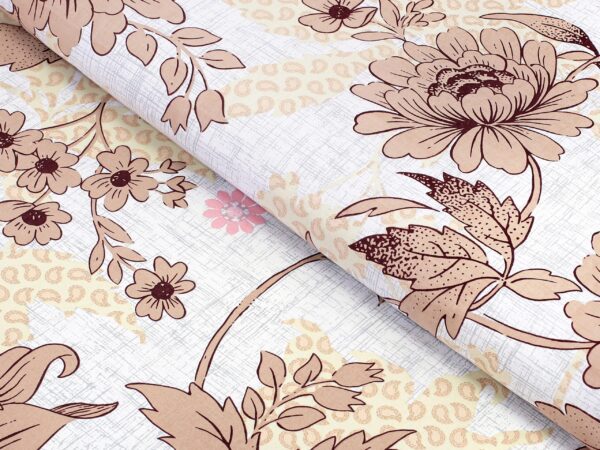 Bavlněná látka velké hnědé květy metráž značky Škodák