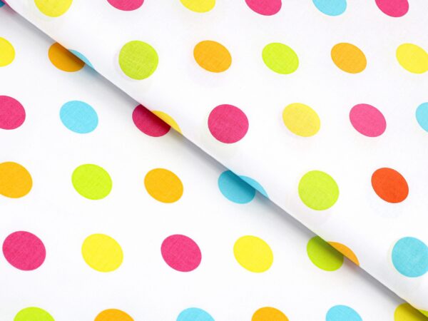 Bavlněná látka velké barevné puntíky metráž značky Škodák.