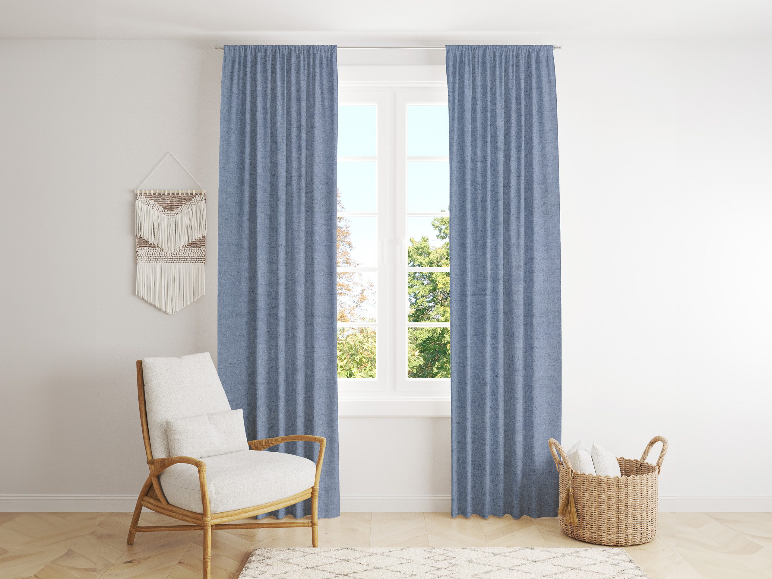 Dekorační závěs Loneta modrý režný značky Škodák