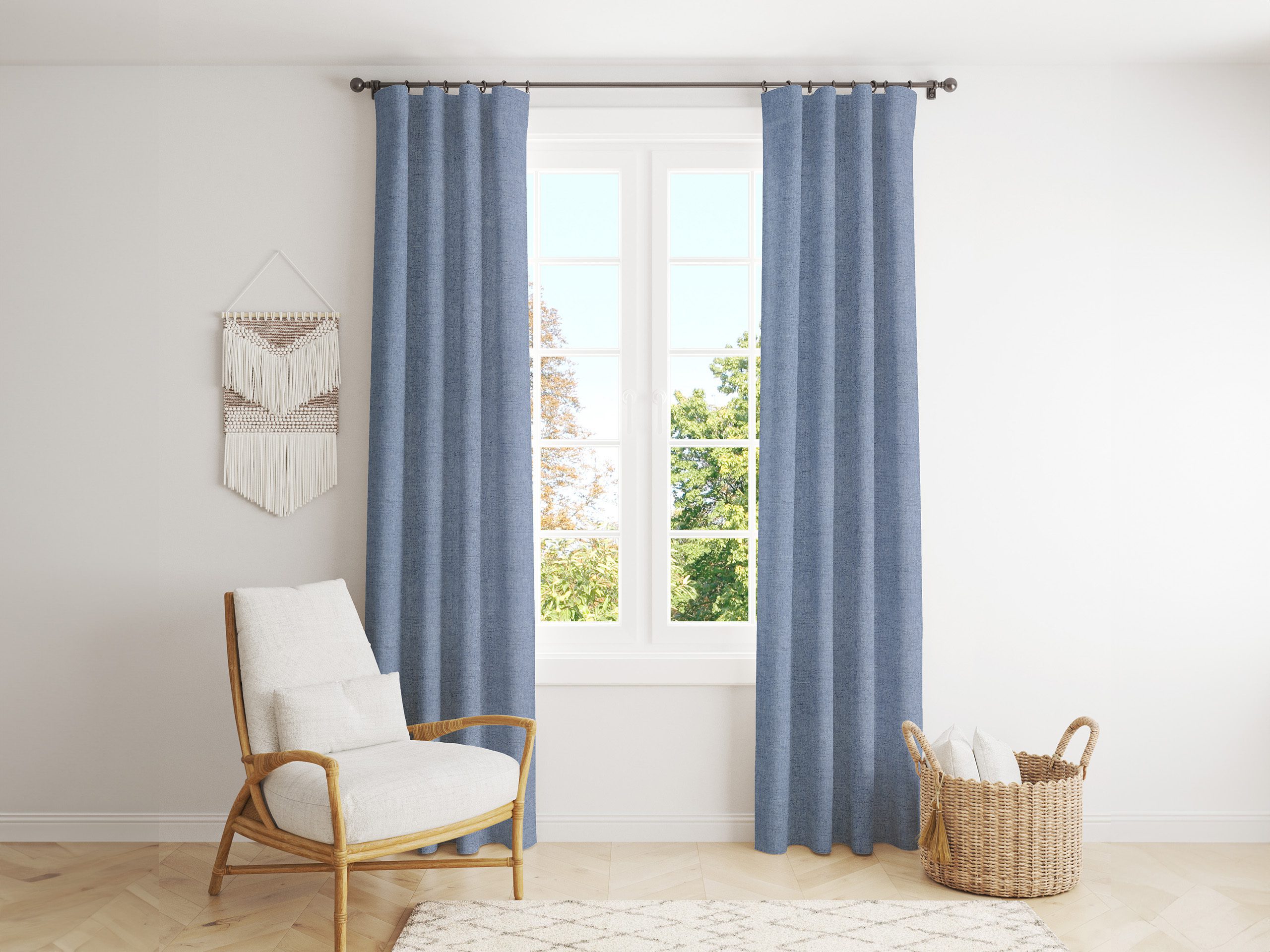 Dekorační závěs Loneta modrý režný značky Škodák