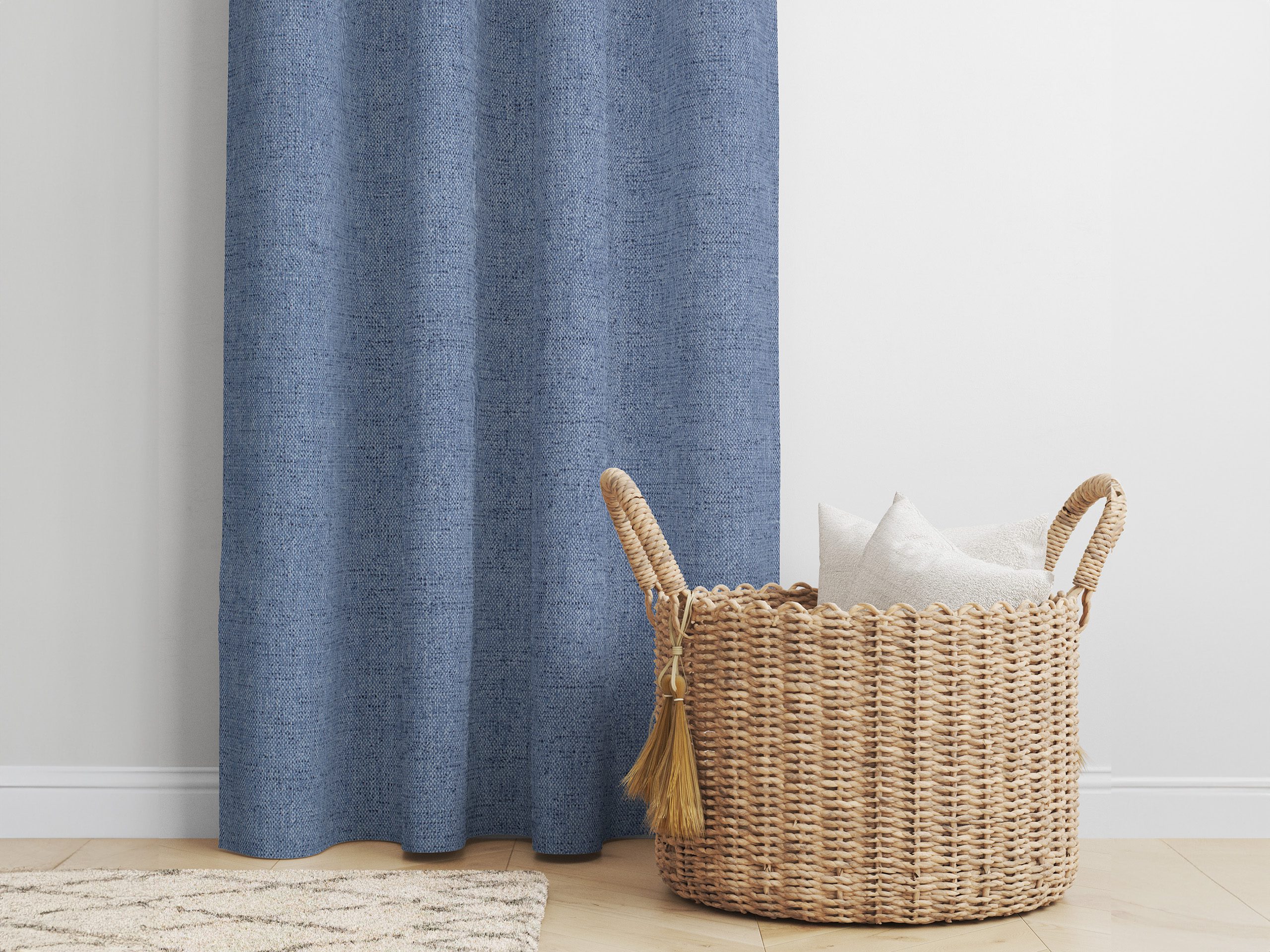 Dekorační závěs Loneta modrý režný značky Škodák