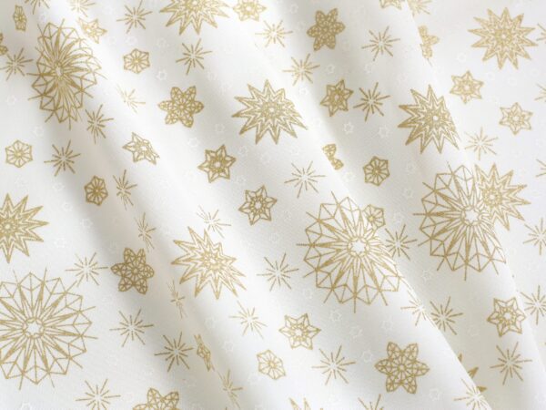 TEFLON se vzorem zlaté vločky a hvězdičky metráž Škodák