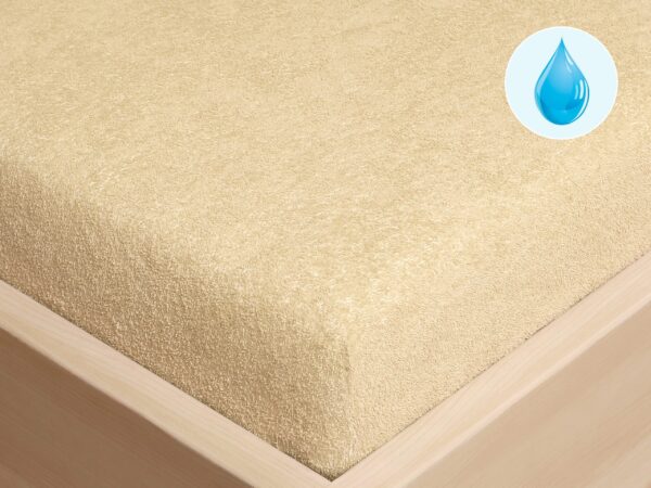 Nepropustné froté napínací prostěradlo béžové do školky značky Škodák