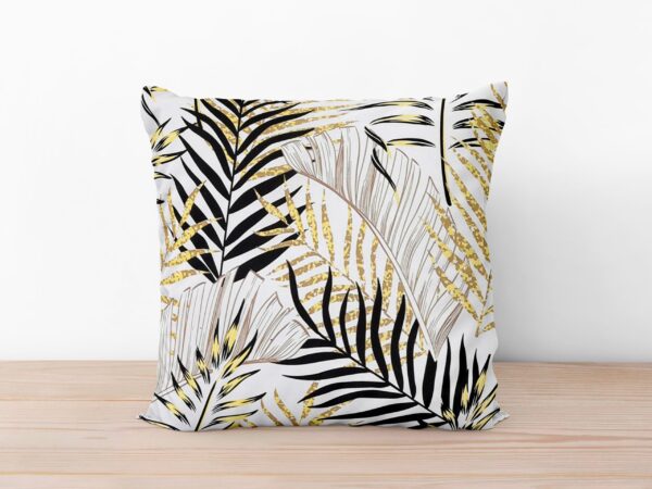 Bavlněný povlak na polštář zlato-černé palmové listy značky Škodák
