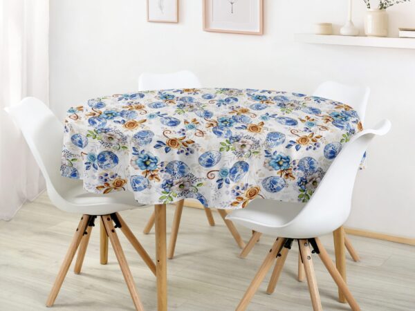 Kulatý ubrus Loneta modré kraslice značky Škodák