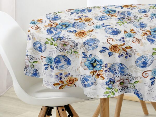 Kulatý ubrus Loneta modré kraslice značky Škodák