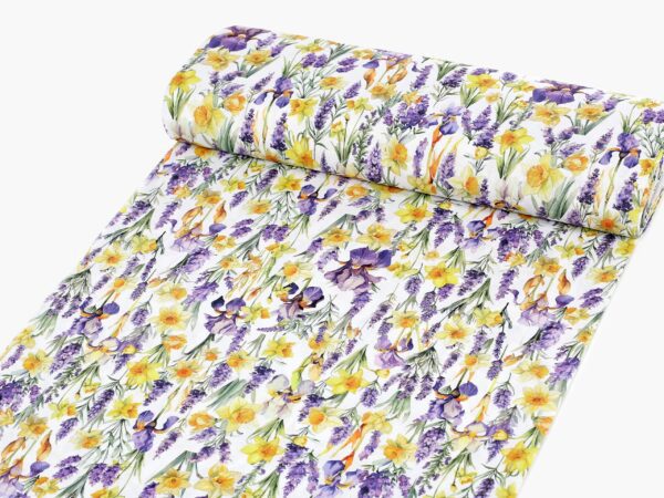 Dekorační látka LONETA narcis a kosatec metráž značky Škodák