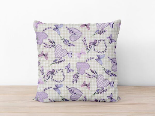 Povlak na polštář Loneta levandule, srdíčka, motýlci značky Škodák