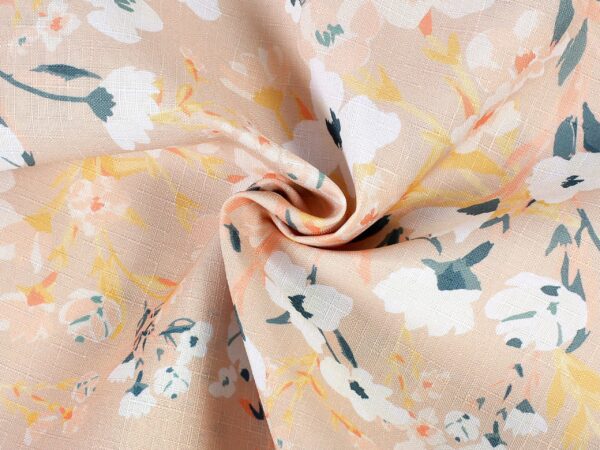 TEFLON se vzorem květiny na béžové metráž Škodák