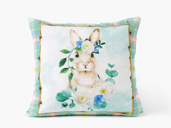 Povlak na polštář LONETA zajíc modrý květ značky Škodák.