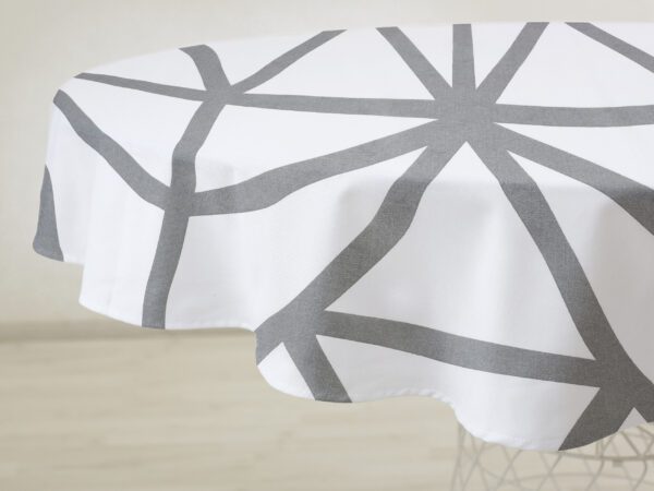 Kulatý bavlněný ubrus šedé geometrické tvary značky Škodák