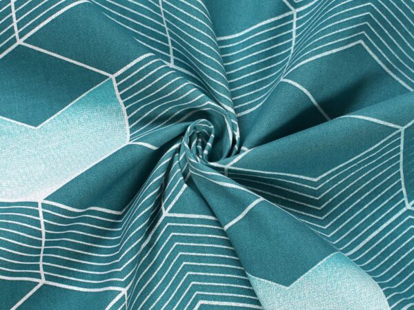 Bavlněná látka 3D čtverce na petrolejové metráž značky Škodák