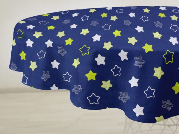 Kulatý bavlněný ubrus hvězdy na modré značky Škodák