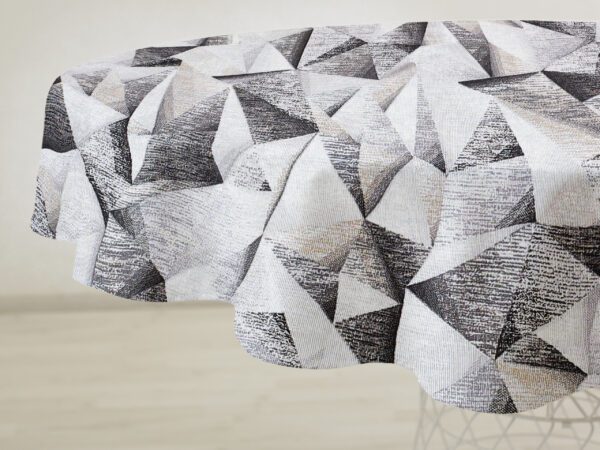 Kulatý ubrus Loneta šedočerné geometrické tvary značky Škodák