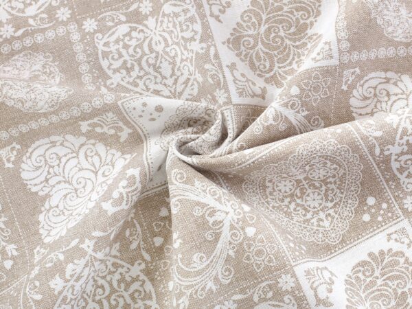 Dekorační látka LONETA bílá a béžová srdíčka metráž značky Škodák