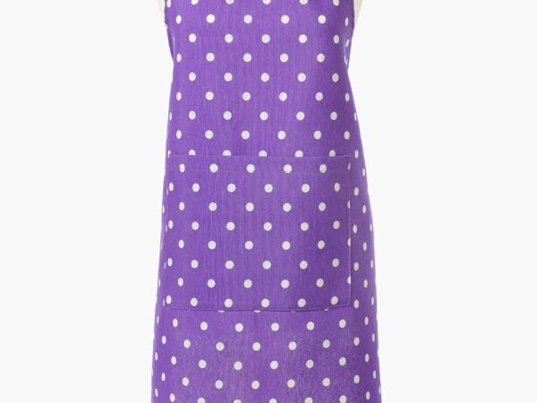 Kuchyňská zástěra Loneta puntíky na fialové značky Škodák