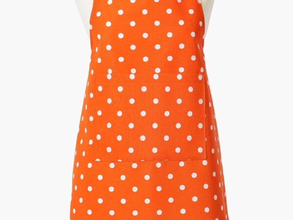 Kuchyňská zástěra Loneta puntíky na oranžové značky Škodák