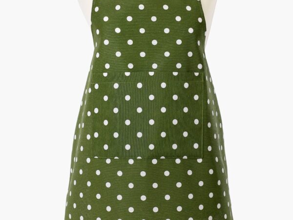 Kuchyňská zástěra Loneta puntíky na olivové značky Škodák